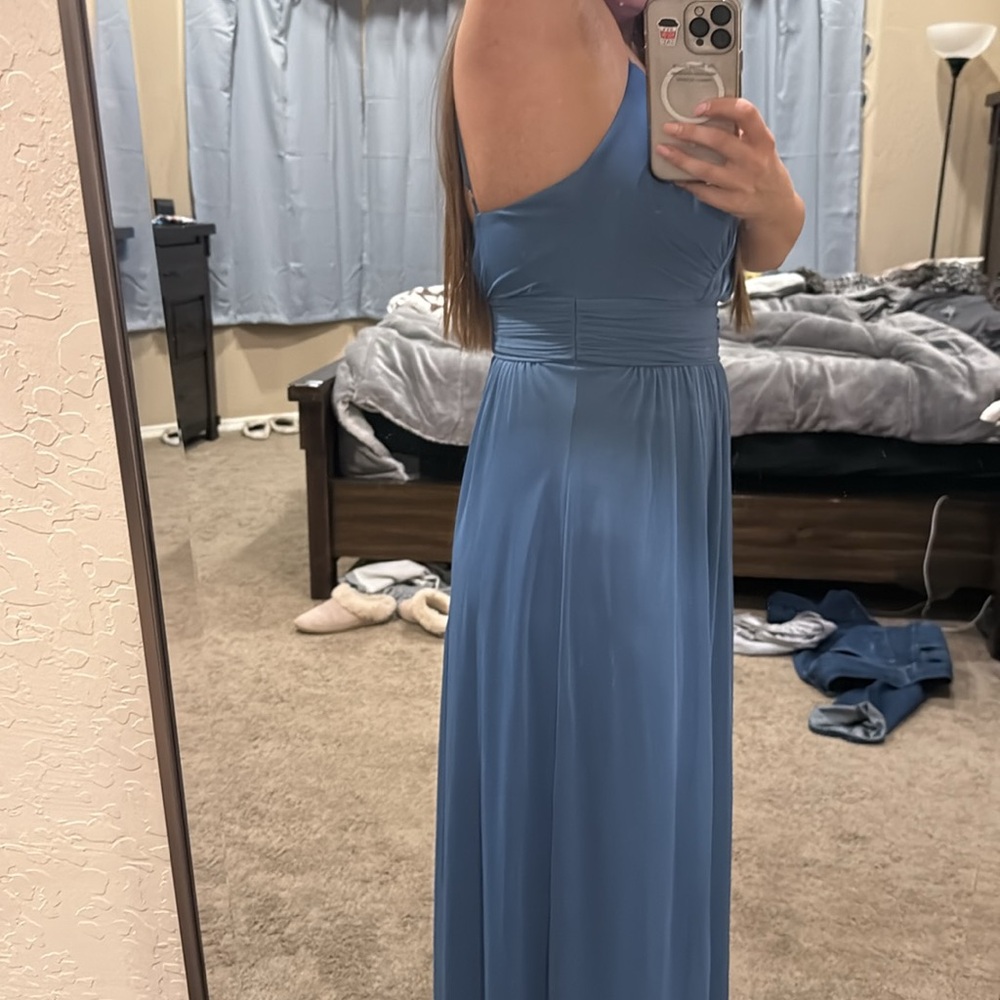 David's Bridal Dusty Blue Maxi Dress - Picture 7 of 9